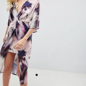 ASOS Design knot front kimono mini dress| NWT